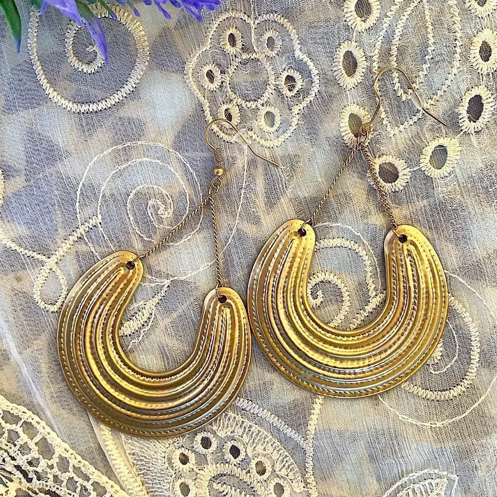 Fabulous Matte Gold Dangling Hoop Earrings
